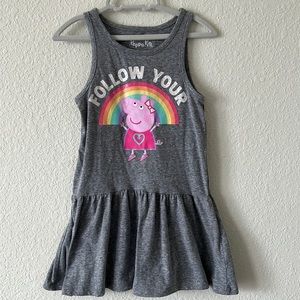 Girls 4T Gray Rainbow Peppa Pig Casual Knit Dress